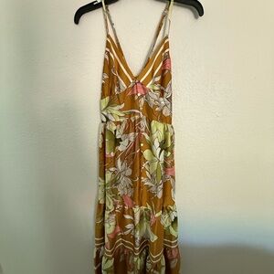 Ras Floral Maxi Dress - Mustard and Green